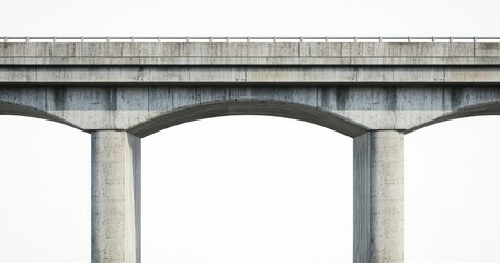 Concrete bridge with three arched supports against a white background