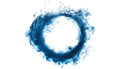 Abstract smoke particle circle isolated on transparent background. Blue smoke particle circle