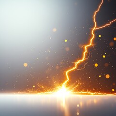 Dynamic lightning bolt with glowing particles and reflections.