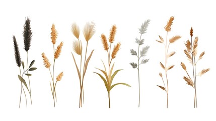 Simple Minimalist Clipart of Barley Silhouettes for Modern Design and Elegant Decor