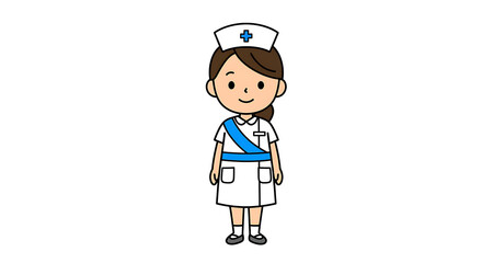 Obraz premium 2D Cartoon Nurse Character with White Background