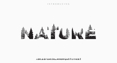 Nature abstract Fashion font alphabet. Typography typeface uppercase lowercase and number. vector illustration