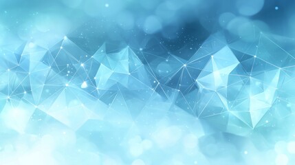 Abstract, low polygon art with light bokeh flares