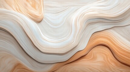 Fototapeta premium smooth, flowing abstract design featuring soft, wavy lines in shades of cream and peach, creating serene and calming atmosphere. gentle curves evoke sense of tranquility and elegance