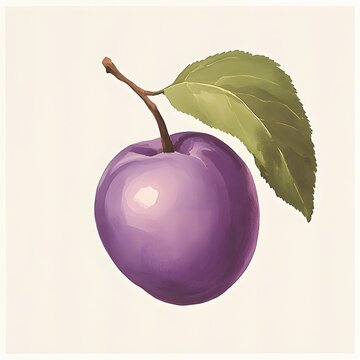 purple plum with green leaf clip art preview