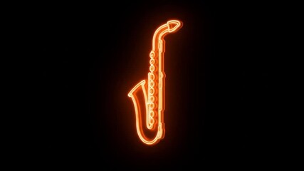 orange neon saxophone outline suitable for musicthemed designs, jazz club promotions, nightlife advertisements, or music event flyers. Vibrant and eyecatching.