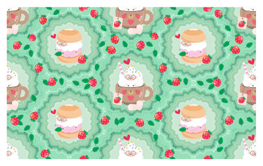 Scrapbook, fundo, patterns, padrão de repetição, estampa, frutas, primavera, ovelhas, doces, moldura, patterns, template, model, fofo, chá