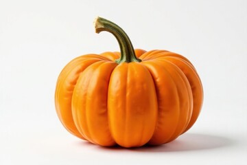 Obraz premium Perfectly shaped pumpkin, deep orange tones, clean white setting, picture, background