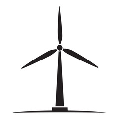 Windmill, turbine icon illustration. Vector Black silhouettes. with white background
