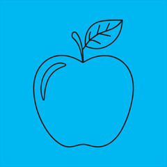 Simple Apple Outline Drawing,Black and White Apple Illustration,Hand Drawn Apple with Leaf,Apple Line Art Design,Minimalist Apple Sketch,Apple Contour Vector Art,Fresh Apple Outline Graphic