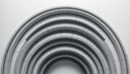 Obraz premium Dynamic architectural design layered circular forms modern gallery abstract sculpture minimalistic space top-down view contemporary art concept