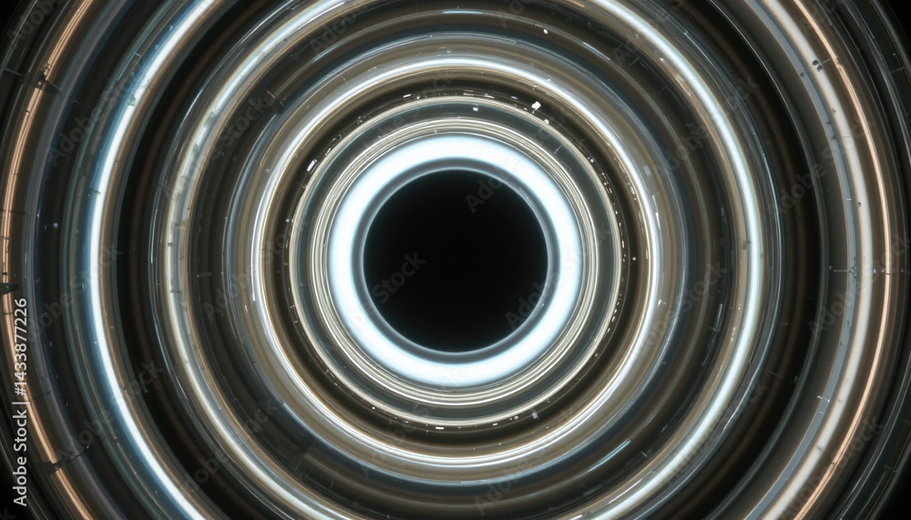 Poster exploring the depths of a spiral light tunnel digital art futuristic environment abstract viewpoint 