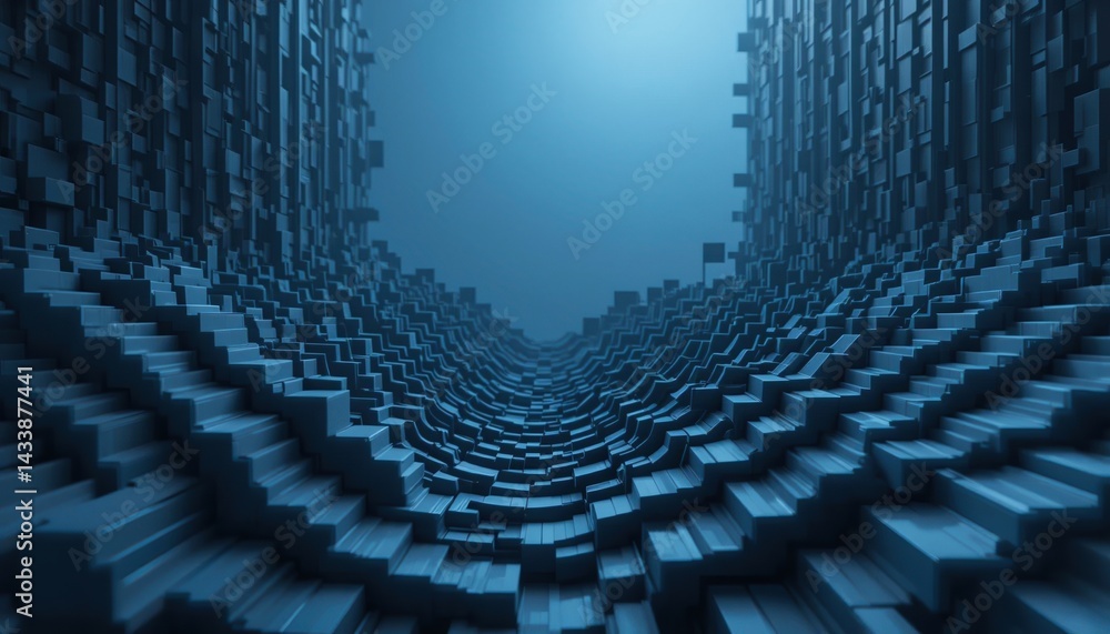 Poster dynamic 3d rendering of abstract geometric waves virtual environment digital art futuristic aestheti