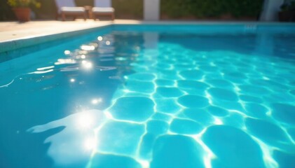 Obraz premium Shimmering blue water, sunlit pool, summer vibe, background, pattern