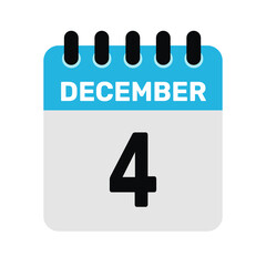 december 4 calendar icon Vector page month design
