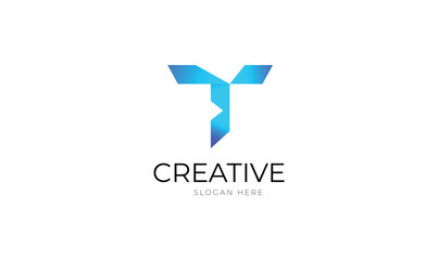 Letter T Initial Logo Art & Illustration