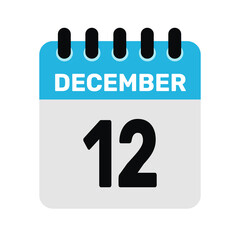 december 12 calendar icon Vector page month design