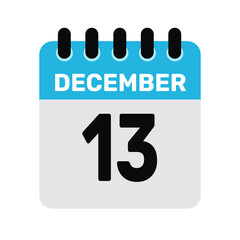 december 13 calendar icon Vector page month design