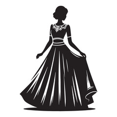Fototapeta premium Graceful Lehenga Choli silhouette, vibrant ethnic attire – Lehenga Choli illustration – Minimalist Lehenga Choli vector – Ladies dress silhouette