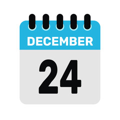 december 24 calendar icon Vector page month design