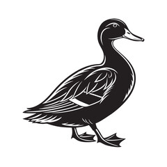 Khaki Campbell Duck Black Silhouette Art Vector