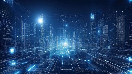 Obraz premium Digital Cityscape of the Future