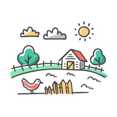 farm scene icon, farm scene vector illustration-simple illustration of farm scene, perfect for farm scene logos and icons