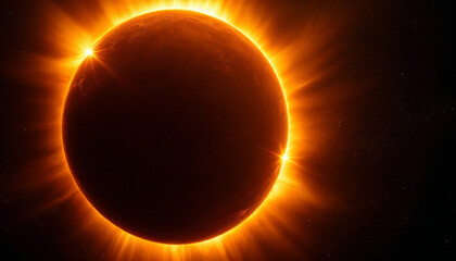 Obraz premium Glowing Sun Viewed from Space on a Dark Cosmic Background