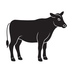 Gir Cow Black Silhouette Cattle Vector Design