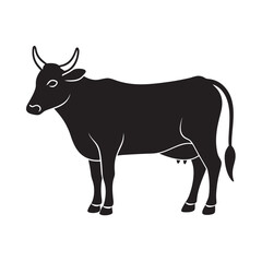 Red Sindhi Cow Black Silhouette Vector Art