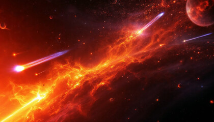 Obraz premium Glowing Sun Viewed from Space on a Dark Cosmic Background