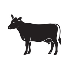South Devon Cow Black Silhouette Vector Art