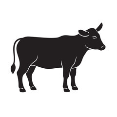 Beefalo Cow Silhouette Illustration Black Art
