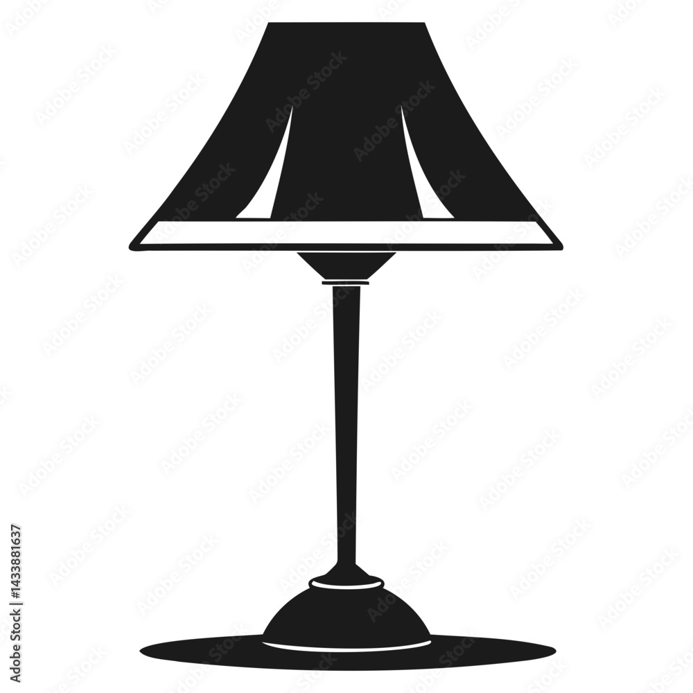Poster black vector table lamp, table lamp icon silhouette vector design on transparent background