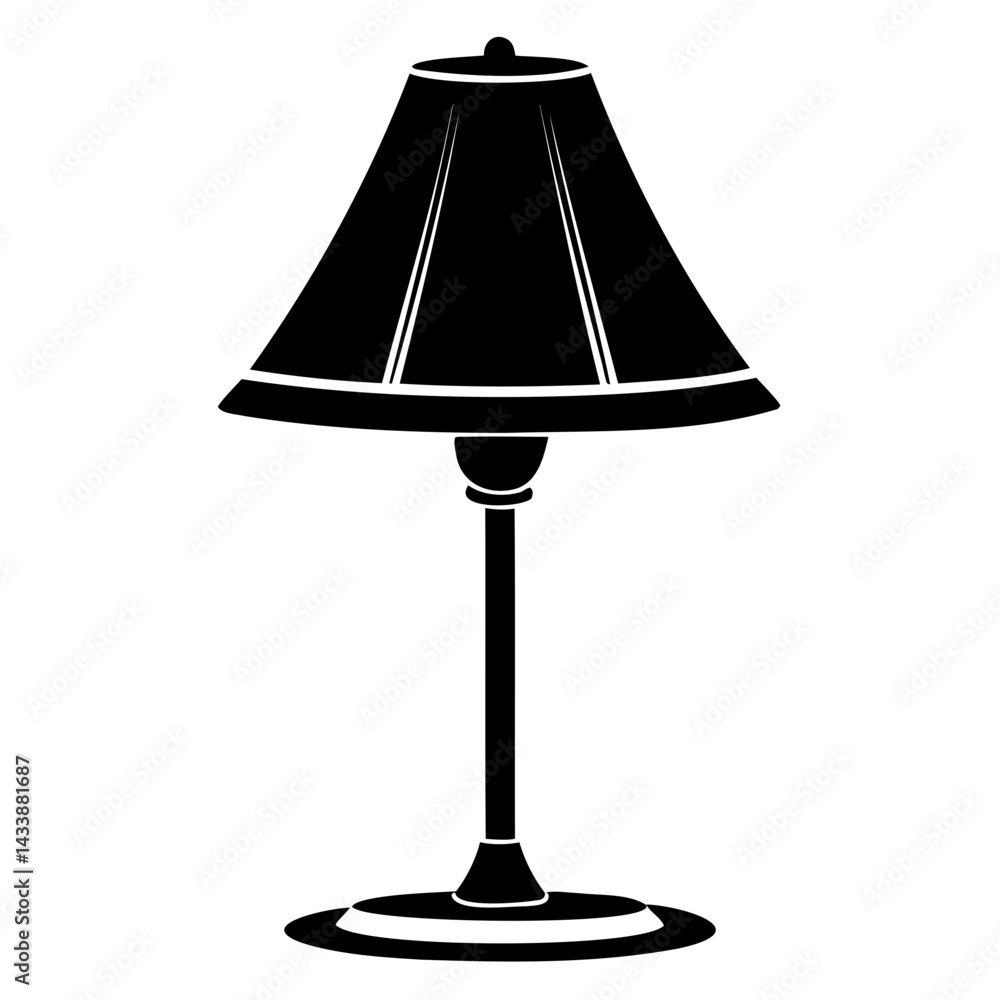 Poster black table lamp minimalist style on transparent background