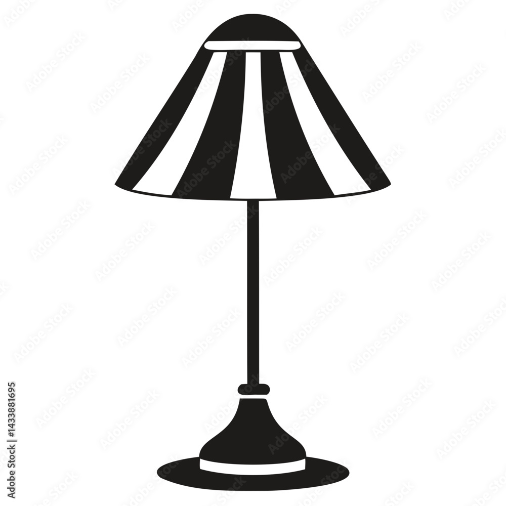 Poster black vector table lamp, table lamp icon silhouette vector design on transparent background
