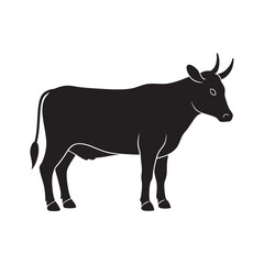Zebu Cow Black Silhouette Livestock Vector Art