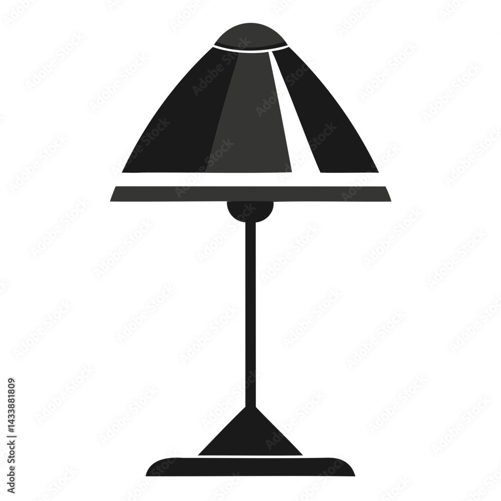 Poster black table lamp minimalist style on transparent background