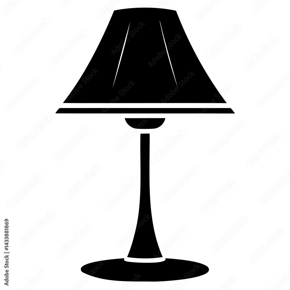 Poster black table lamp minimalist style on transparent background