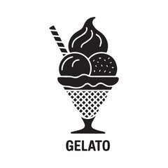 Black Gelato Design Vector Icon on White Space