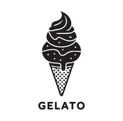 Black Gelato Icon Vector on White Background Illustration