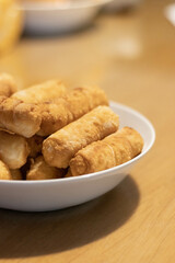 Fried cheese fingers, tequenos stuffed with white cheese