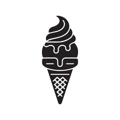 Clean White Background with Black Gelato Icon Vector
