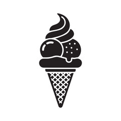 Gelato Icon in Black Vector on White Design