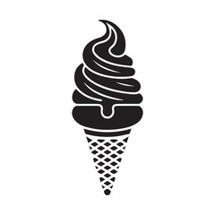 Modern Gelato Icon in Vector Black and White