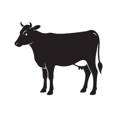 Milking Shorthorn Cow Outline Black Silhouette