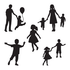 Happy Children&rsquo;s Day Silhouette Vector