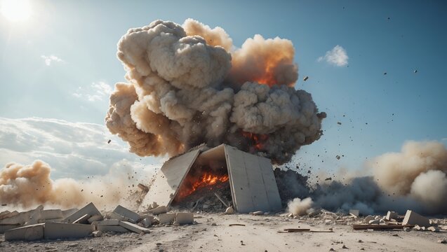 Concrete structure implodes creating dramatic dust cloud