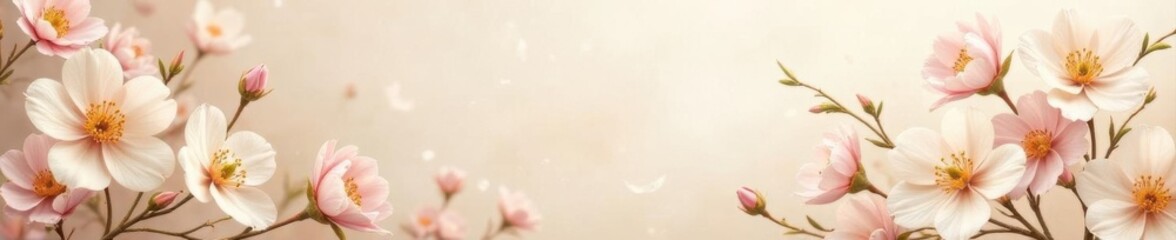 Subtle beige floral wallpaper, delicate blooms , interior design, background