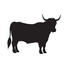 Highland Cow Black Silhouette Vector Artwork